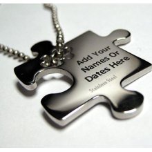 Personalized Stainless Steel Puzzle Piece Pendant Necklace - Great Gift - Custom