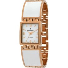 Peugeot 7041Wrg Women'S 7041Wrg Rose Gold White Enamel Link Watch