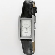 Peugeot Silver Tone Black Leather Watch - 3008Sbk - Women