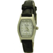 Philip Persio Women's Silver Tone Crystal Bezel Leather Watch White Dial P101s3