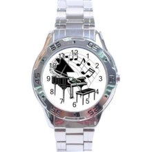 Piano Music Lover Stainless Steel Analogue Watch