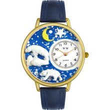 Polar Bear Navy Blue Leather And Goldtone Watch #G0150002