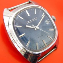 Poljot 2614.2h 17 Jewels Square Blue Grey Soviet Russian Mechanical Mens Watch