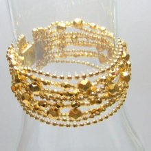 Pretty Vintage Wide Gold Toned Bracelet 9 Strands