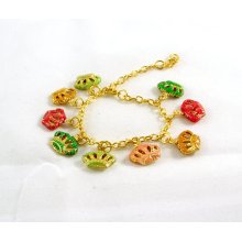 Princess Crown Multi Colour Charms Dangled Gold bracelet