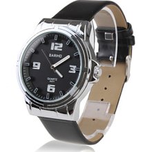PU Leather Band Elegant Square Wrist Watch - Black