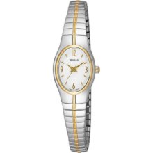 Pulsar Pc3092 Ladies Two-tone Sport Watch W White Oval Dial - Pc3092