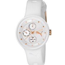PUMA 'Slick' Multifunction Watch, 38mm White/ Rose Gold