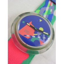 Pwk147 Swatch 1991 Pole Vault Pop Authentic Colorful Art