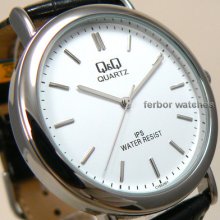 Q&q By Citizen Men Stainless Steel Leather Band C150j301y