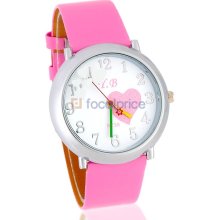 r.B N738 Women's Analog Watch with PU Leather Strap (Pink)