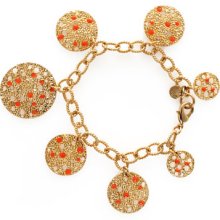 Radiance Coral Gold Tone Disc Bracelet