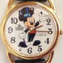 Rare Disney Lorus Hollywood Mickey Mouse Top Hat & Tuxedo Quartz Wrist Watch