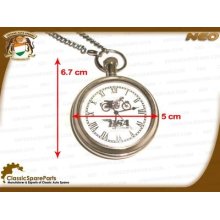 Rare Golden Brass Chrome Finish Pocket Watch With Chain For Bsa Motorcycles