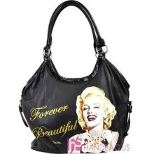Rare Licensed Marilyn Monroe Signature Hobo Bag Handbag Purse Black