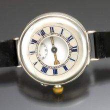 Rare Sterling, Porcelain Dial, Demi Hunters Case Man's Wrist Watch Circa 1928