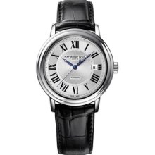 Raymond Weil Mens Maestro Black Leather Band Automatic Watch 2847-stc-00659