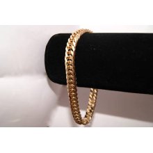 Real 24k Gold Large Curb Custom Chain Bracelet Gp W/guarantee To Stay Shiny