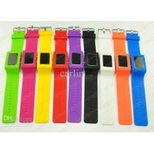 Rectangle Make-up Mirror Led Watch Jelly Candy Silicone Trendy Women