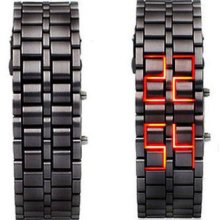Red Blue Led Lava Wrist Watch Iron Bracelet Digital Samurai Metal Sports Unisex