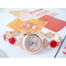 Red Circular Band Elegant Braclet Style Band Watch.