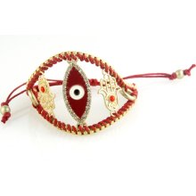 Red Hamsa Braided Swarovski Crystal Evil Eye Bracelet