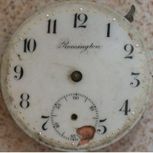 Remington Vintage Pocket Watch Movement & Dial 42 Mm.balance Broken To Restore