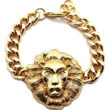 Rihanna Inspired Gold Lion Head Bracelet