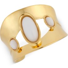 Robert Lee Morris Bracelet, Gold-Tone White Oval Bead Cuff Bracelet