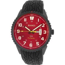 Roberto Bianci Men's Rubber Band Watch with Day/Date and Red Face ...