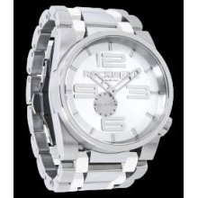 Rockwell Watch Ff101 The 50 Round Wristwatch Silver Dial Silver/white Band