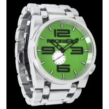 Rockwell Watch Ff109 The 50 Round Wristwatch Green Dial Silver Band
