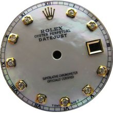 Rolex Datejust Mans Diamond Dial Quick Set Mop White Color For Gold Watch