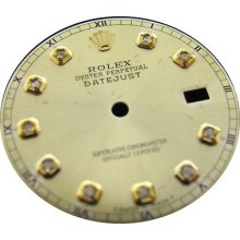 Rolex Datejust Mans Diamond Dial Quick Set Ivory Color For Gold Watch