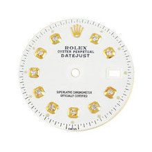 Rolex Datejust Midsize Aftermarket Diamond Dial, White, Yellow Gold