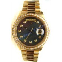 Rolex Like New Double Quick President W/ Dark MOP Diamond Dial And Diamond Bezel 90's