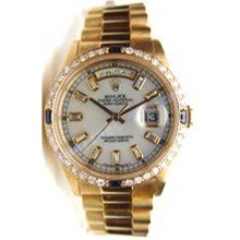 Rolex Like New Double Quick President W/ Baguette MOP Diamond Dial and Diamond Sapphire Bezel 90's