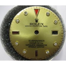 Rolex Submariner Serti Dial Gold Champagne Diamonds And Rubies For 18k -2tone