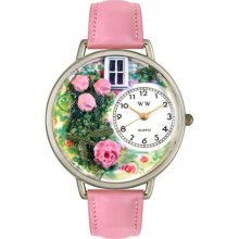 Roses Pink Leather And Silvertone Watch #U1210005