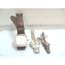 Rotary Swiss Made Marcasite Case Winding Movement Ladies Watch With 2 Others