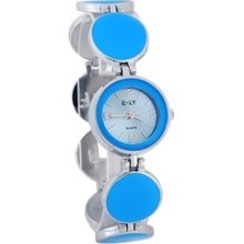 Round Dial Stainless Steel Bracelet Women's Analog Watch (Blue)