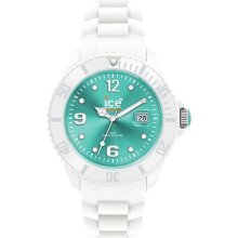 Rrp Â£110 Genuine Ice Watch Sili Unisex White Band Turquoise Dial Si.wt.u.s.10 Uk