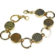 SALE 15% OFF.14k gold bracelet set with 5 authentic widow's mite coins.