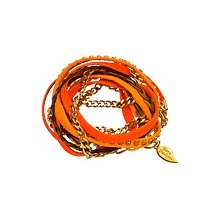 Sara Designs Neon Orange Triple Wrap Leather Bracelet