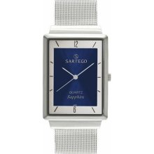 Sartego SVS735 Ultra Thin Stainless Steel Dress Blue Dial Mesh Band