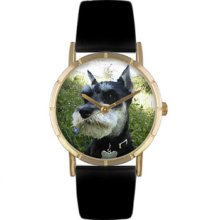 Schnauzer Print Watch in Gold