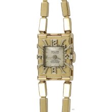 Sellita Art Deco/moderne 14k Gold Ladiesâ€™ Wristwatch