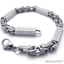 Silver Tone Stainless Steel Men's Bracelet Bangle Us520216