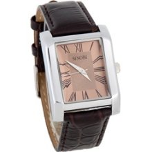 SINOBI 9313 Rectangle Dial PU Leather Band Analog Men' s Wrist Watch