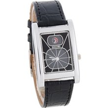 SINOBI Leather Strap Analog Watch (Black)